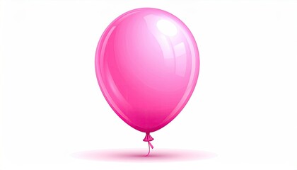 A single, glossy pink balloon with a tied ribbon, set against a white backdrop