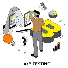 Flat Vector Illustration of A/B Testing and Digital Marketing Concept