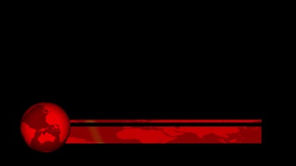 Red globe earth map graphic lower third title bar animation global news broadcast intro international business technology concept - Powered by Adobe