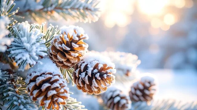 Winter pine cones nature scene