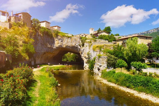 Puentedey natural arch village over nela river