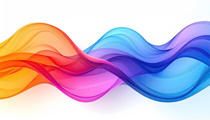 Abstract design with flowing, translucent ribbons of various warm and cool colors