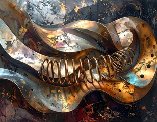 Abstract metal swirls and spring