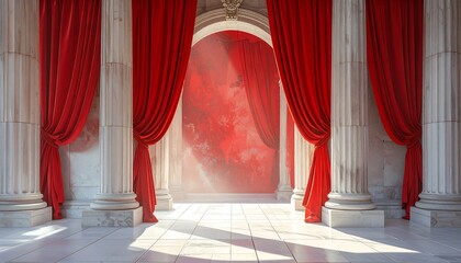 Grand hall with red drapes (1)