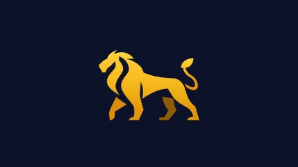Fototapeta premium Golden lion silhouette against dark background heraldic design