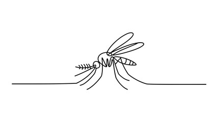 Minimal Mosquito Continuous Line Drawing Vector © MDJAHIDUL