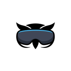 minimal owl mask icon, sleek black and silver style, stealth vision identity, modern badge, vector illustration