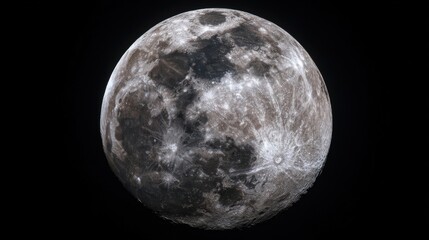 Fototapeta premium A highly detailed and realistic rendering of the Moon displaying the lunar surface with its distinctive craters and shad