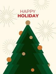 Holiday celebration with a Christmas tree design. Vector illustration