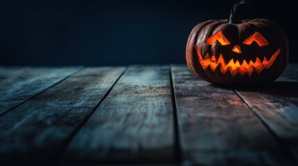 A glowing jack-o'-lantern with triangular eyes, nose,