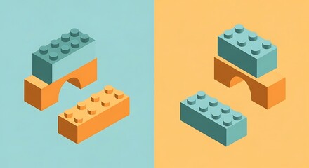 Lego Bricks in Different Arrangements.