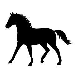 Black Horse Silhouette Illustration, Left Side View