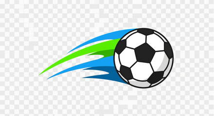 Obraz premium A stylized soccer ball with motion trails, suggesting speed and movement.