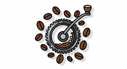 Fototapeta premium Crafting the perfect cup fresh coffee beans ground by vintage hand grinder creating aromatic delight for cafe or home brewing