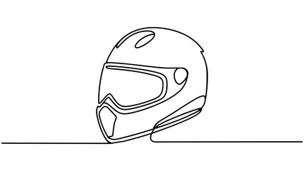 Motorcycle Helmet Continuous Line Drawing Vector