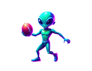 Jayu the Alien Mascot with Neon Football 