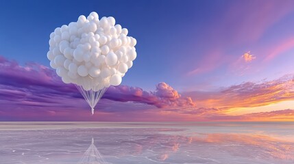 Marvel at the Enchanting Sight of a Balloon Gracefully Drift Over a Frozen Lake Inspiring Dreams Beyond Imagination