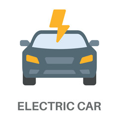 Electric Car Simple Style Flat Design Vector