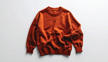 Warm-toned knit pullover on a white background, offering a casual aesthetic