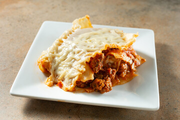 A view of a slice of gluten-free, dairy-free lasagna.