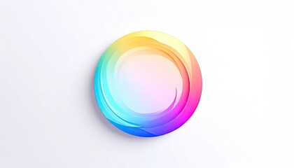 Abstract colorful ring with a gradient of rainbow hues, over a white backdrop