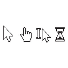 Pixel cursors icons - mouse cursor hand pointer hourglass - Illustration