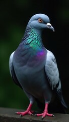 Elegant blue-grey crowned pigeon, iridescent plumage, flight, animal, rainforest