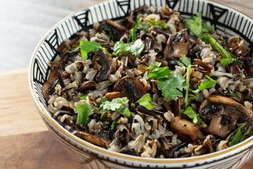 A view of a wild rice entree.