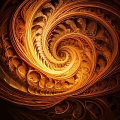 An abstract golden fractal background with an antique and ornate architectural pattern, evoking the vintage detail of an old Spanish cathedral