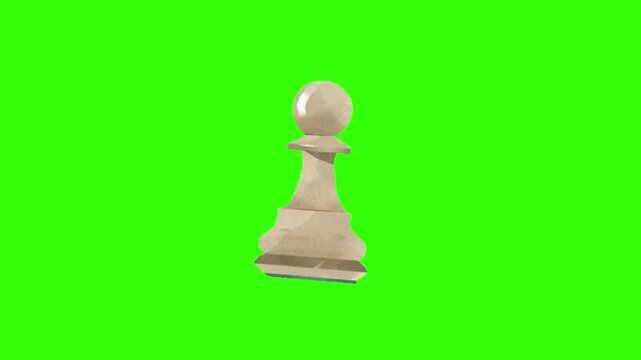 wooden pawn with a green screen