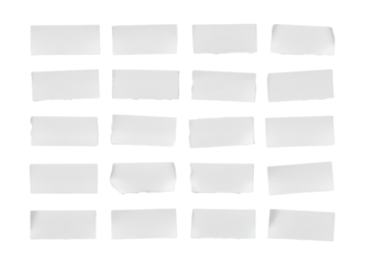 Blank white rectangular paper pieces with torn edges arranged in neat rows for crafting or design projects, offering versatile creative potential for any concept.