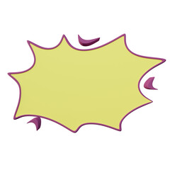 Yellow Explosion Shape with Purple Outline on Transparent Background Comic Style Design