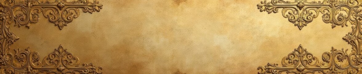Elegant gold filigree pattern on vintage paper texture, swirl, sophisticated