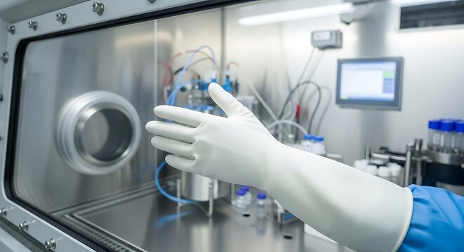 Laboratory Glove in Sterile Environment. - Powered by Adobe