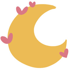 yellow moon with heart vector