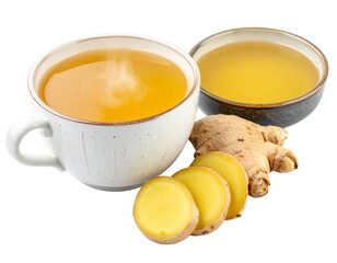 Collection of fresh ginger tea variations bundle isolated on transparent background