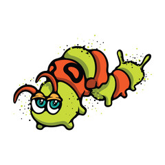 Cute Caterpillar Cartoon Vector Illustration