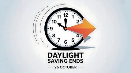 6 Oct Daylight Saving Time Ends Simple clean banner with clock going back, Fall Back Clock, Daylight Saving Time Ends, 26 October, web banner, created with generative ai