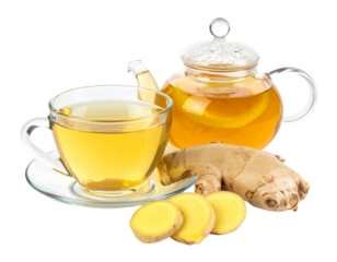 Two variations of ginger tea bundle isolated on transparent background
