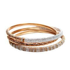 Layered gold and silver bangle bracelets