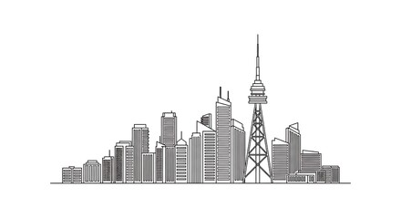 Obraz premium Modern City Skyline Architectural Drawing.