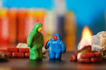 Plasticine toy, man with daughter