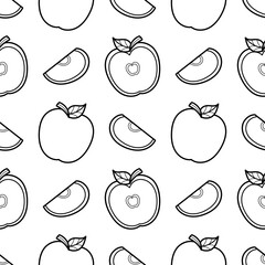 seamless pattern of hand drawn apples