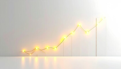 Glowing graph on a white background, indicating growth with illuminated points