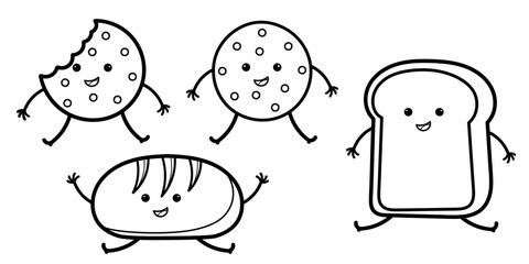 collection of hand drawn cookies and cake