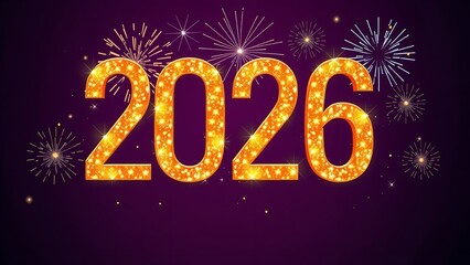 Celebrating the New Year: A Dazzling 2026 Image with Fireworks and Golden Glowing Numbers.