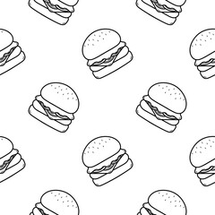 burger hand drawn seamless pattern