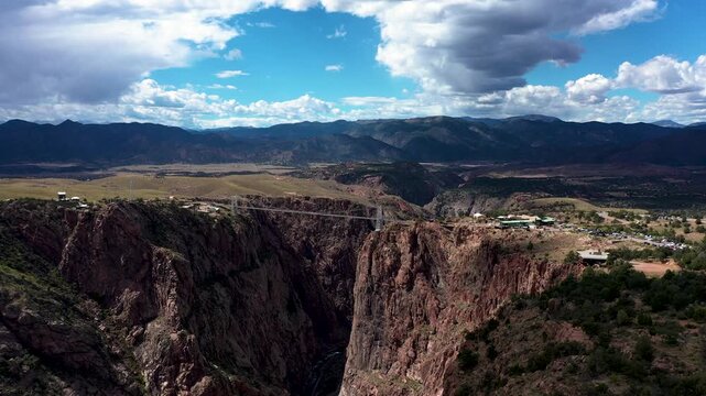Drone Shot of Royal Gorge Bridge in Colorado Spanning Dramatic Canyon