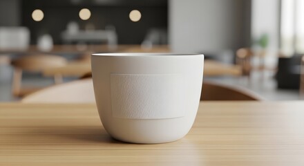 Minimalist Cup on Wooden Table Serene Coffee Break in a Modern Setting