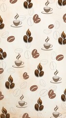 coffee beans and coffee cup seamless pattern background Design